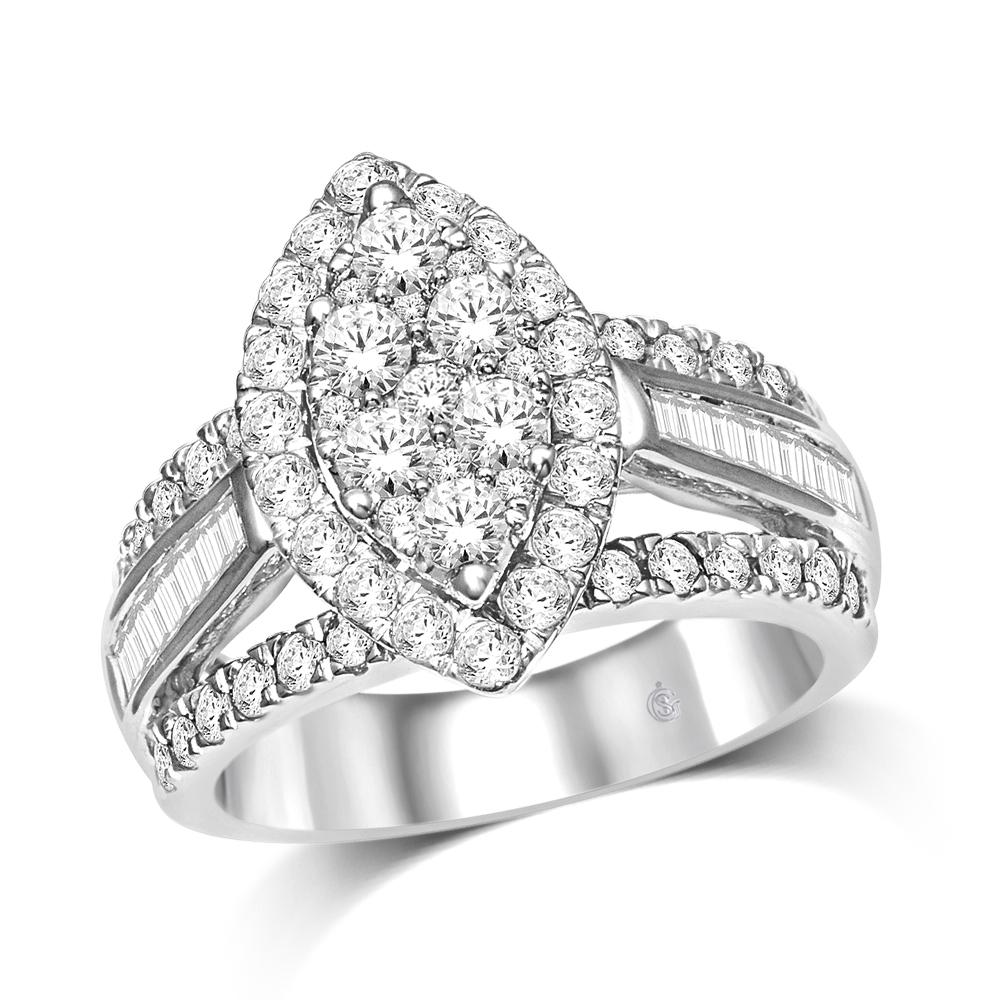 14K White Gold 1 Ct.Tw Diamond Engagement Ring