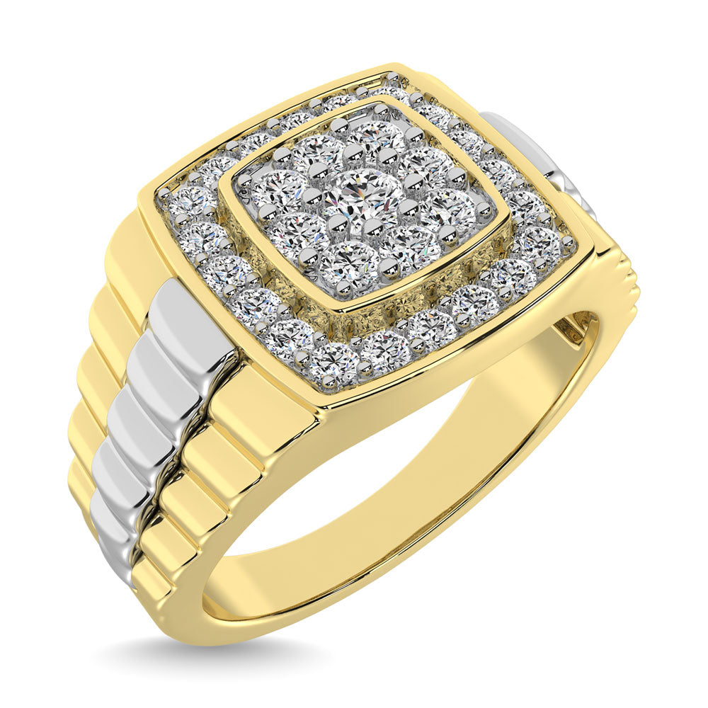 10K Yellow Gold with Accent of 10K White Gold 3/4 Ct.Tw. Diamond Men�s Fashion Ring