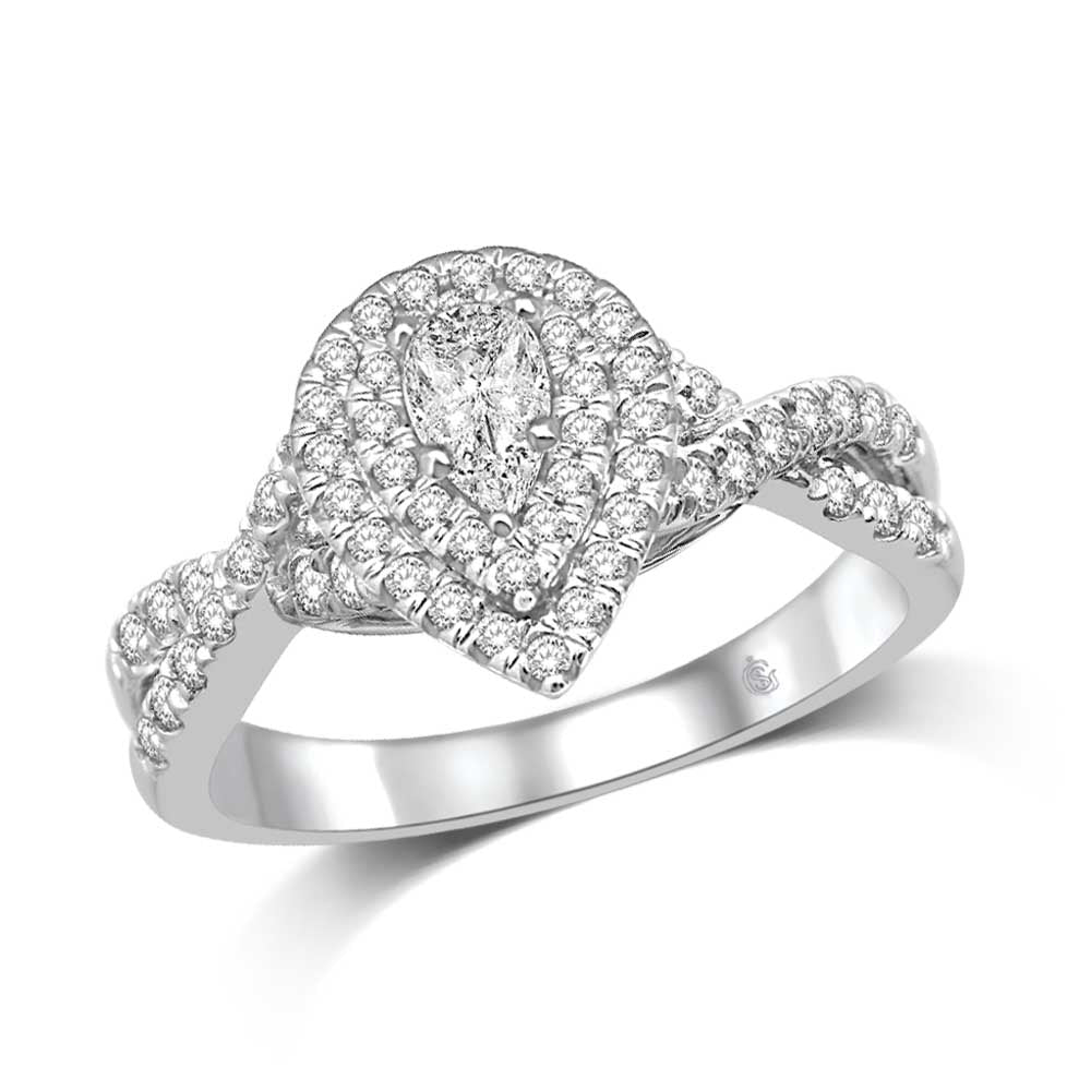 Lovecuts 14K White Gold 5/8 Ct.Tw. Diamond Engagement Ring