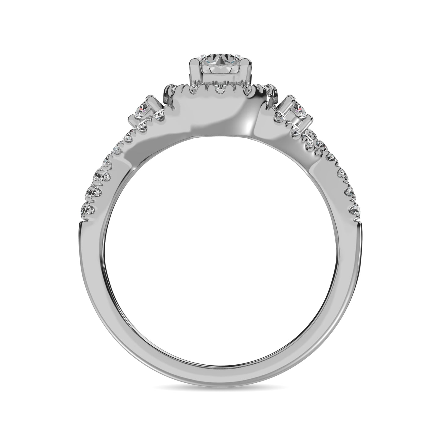 14K White Gold 1 Ct.Tw. Diamond Halo Engagement Ring