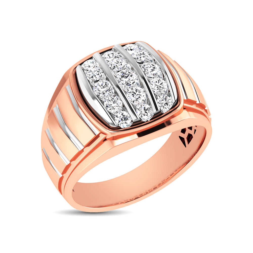 10K Rose Gold 1 Ct.Tw. Diamond Vertical Stripe Men�s Fashion Ring