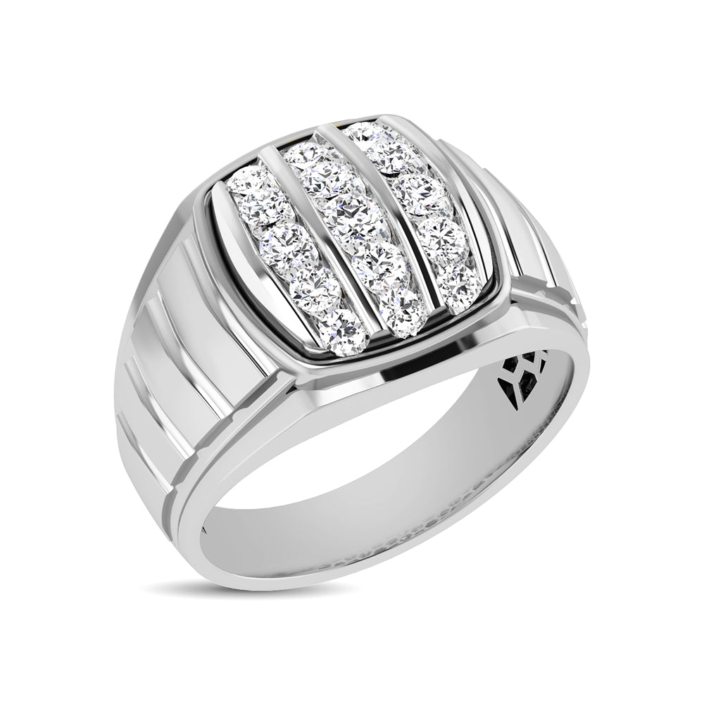 10K White Gold 1 Ct.Tw. Diamond Vertical Stripe Men�s Fashion Ring