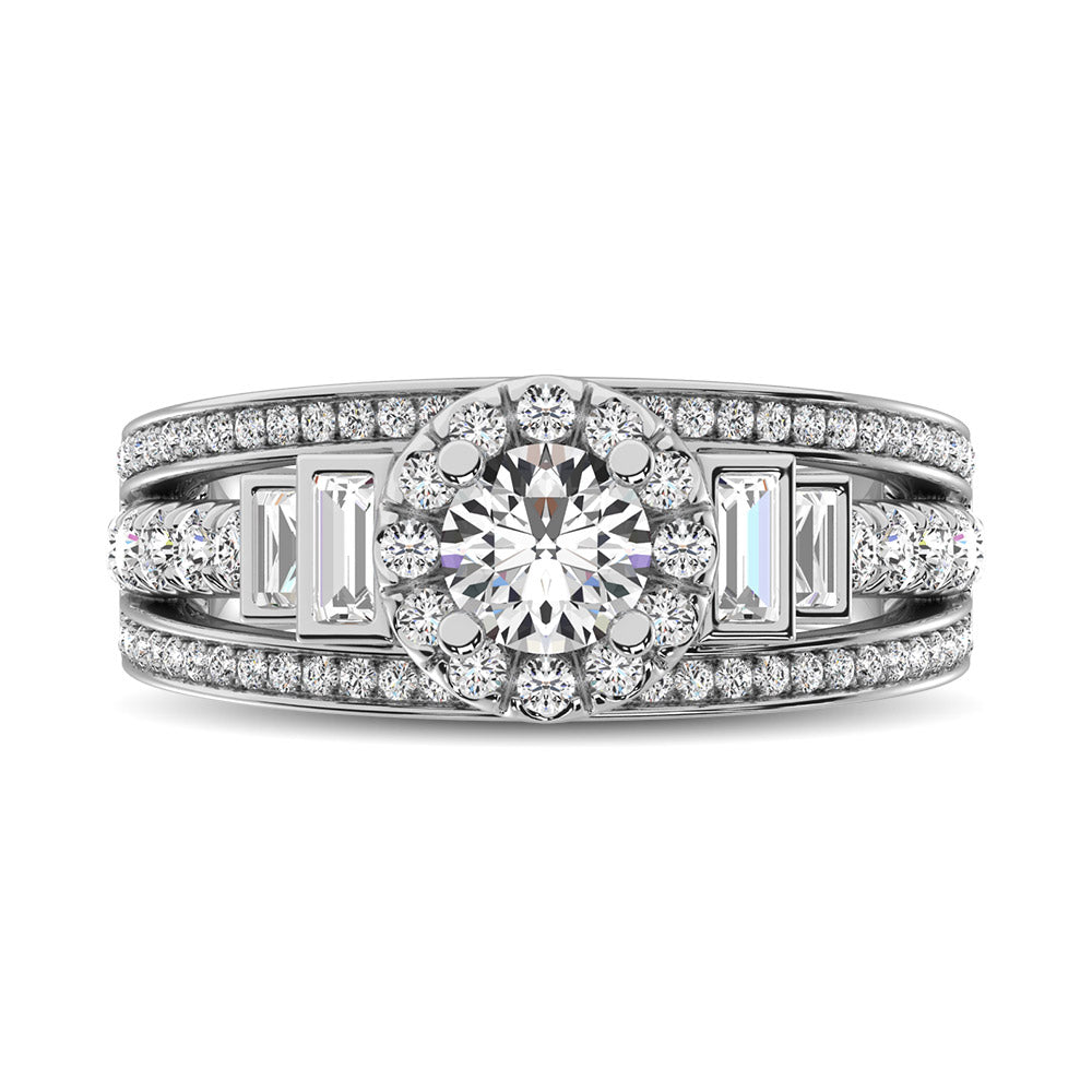 14K White Gold 1 1/2 Ct.tw Round Cut Diamond Engagement Ring