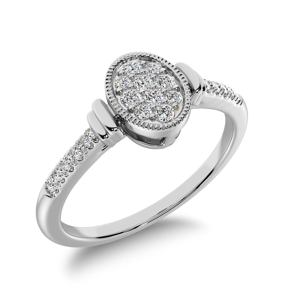 10K White Gold 1/8 Ct.tw Diamond Oval Shape Ring