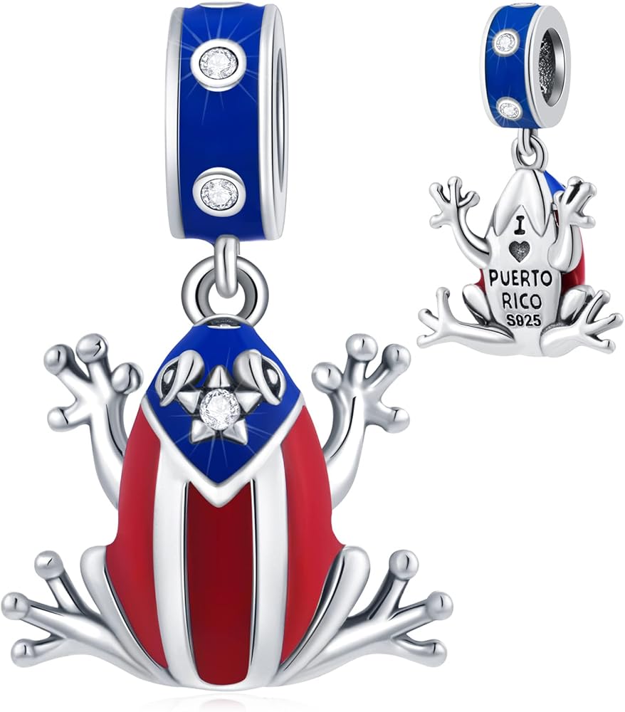 PUERTO RICO FLAG COQUI CHARM-PENDANT