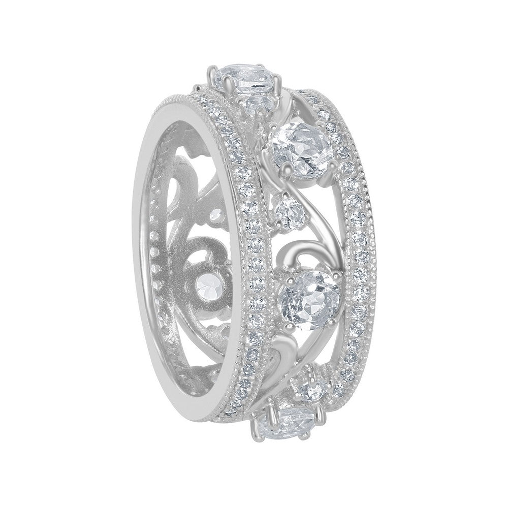 Sterling Silver All Around 3.45 cttw White Topaz Ring