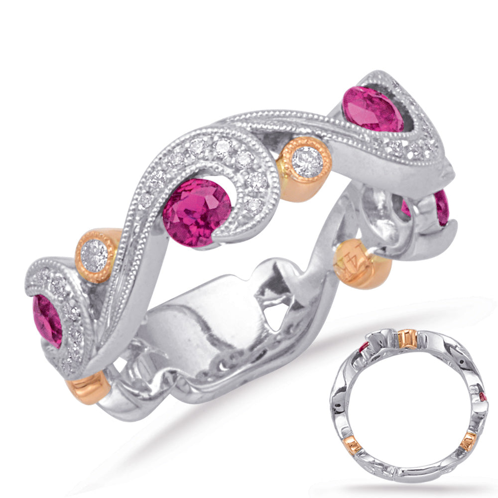 Rose & White Gold Ruby & Diamond Ring