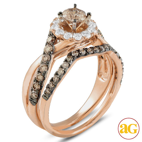 14KR 1.25CTW CHAMPAGNE DIAMOND BRIDAL SET
