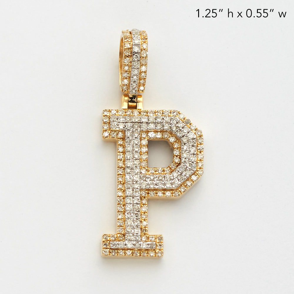 10KY+W 0.55CTW ROUND DIAMOND INITIAL PENDANT -