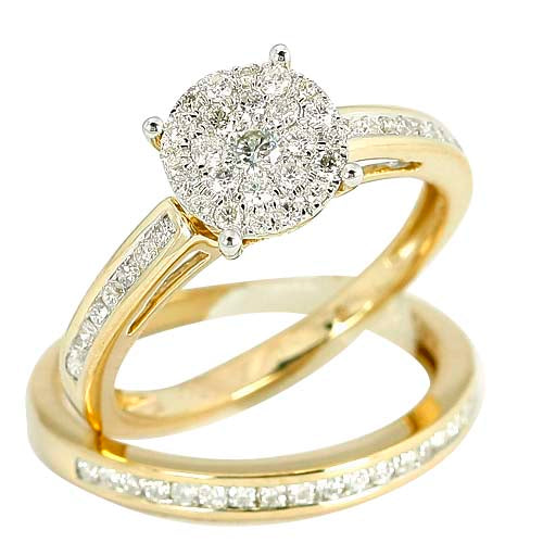 14KY 0.75CTW DIAMOND CLUSTER BRIDAL SET [CHANNEL S