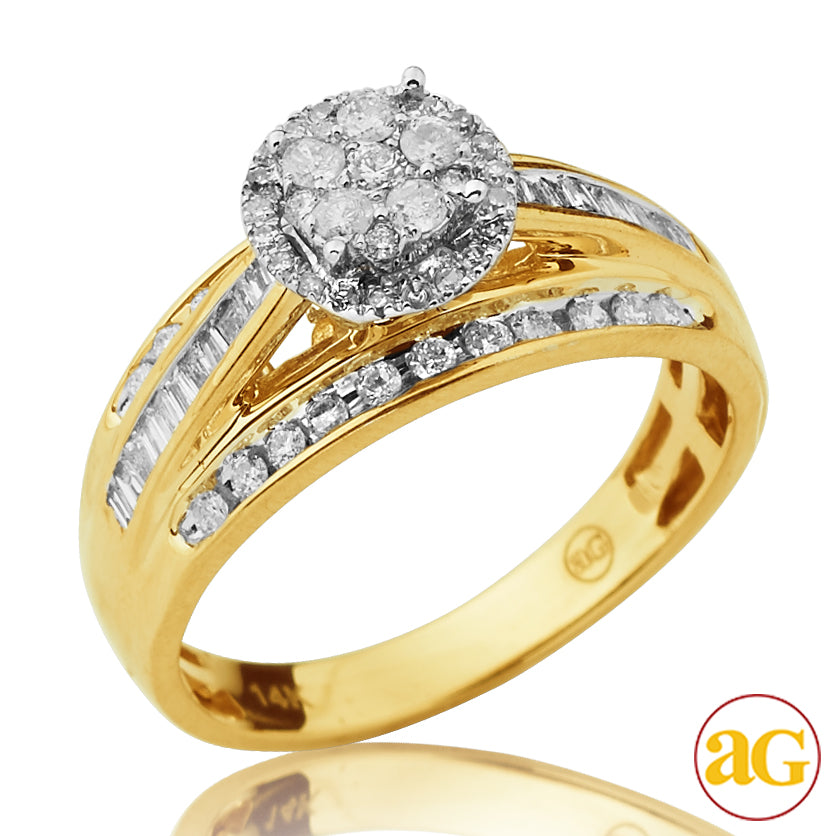 14KY 0.65CTW DIAMOND ROUND CLUSTER BRIDAL RING