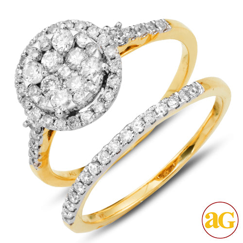 14KY 0.90CTW DIAMOND ROUND CONCAVE CLUSTER BRIDAL