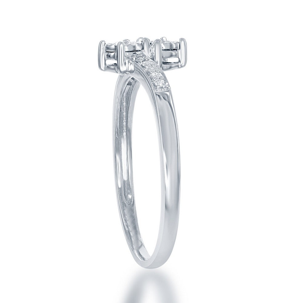 Sterling Silver Two-Stone Round Diamond Overlapping Ring - 0.11 cttw