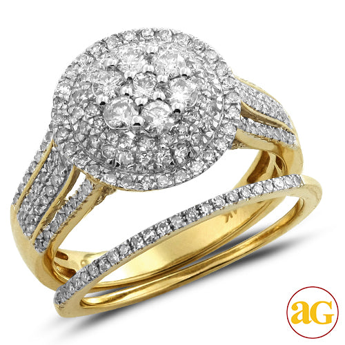 14KY 1.10CTW DIAMOND FLOWER RING BRIDAL SET