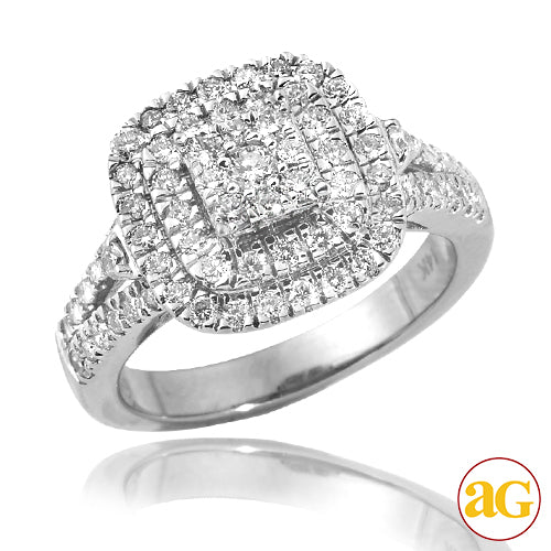 14KW 1.00CTW SQUARE HEAD FLUER DIAMOND BRIDAL RING