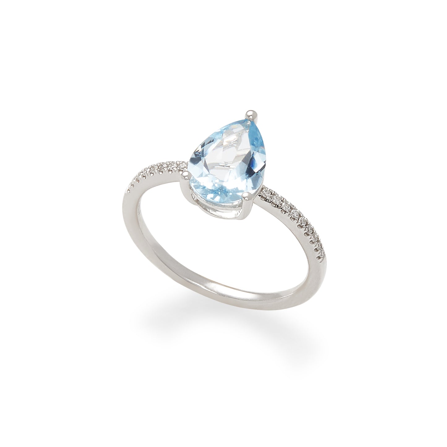 Effy 14K White Gold Diamond, Aquamarine Ring