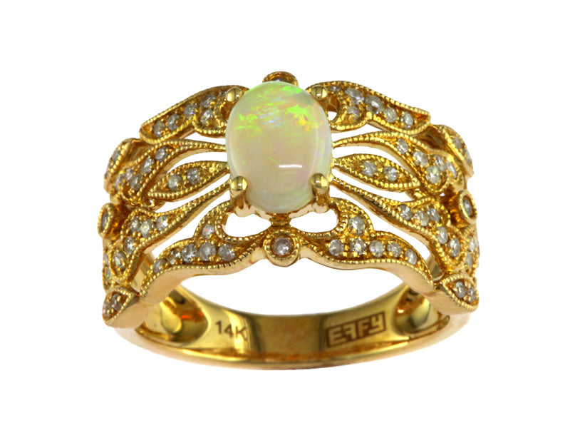 EFFY 14K YELLOW GOLD DIAMOND,OPAL RING