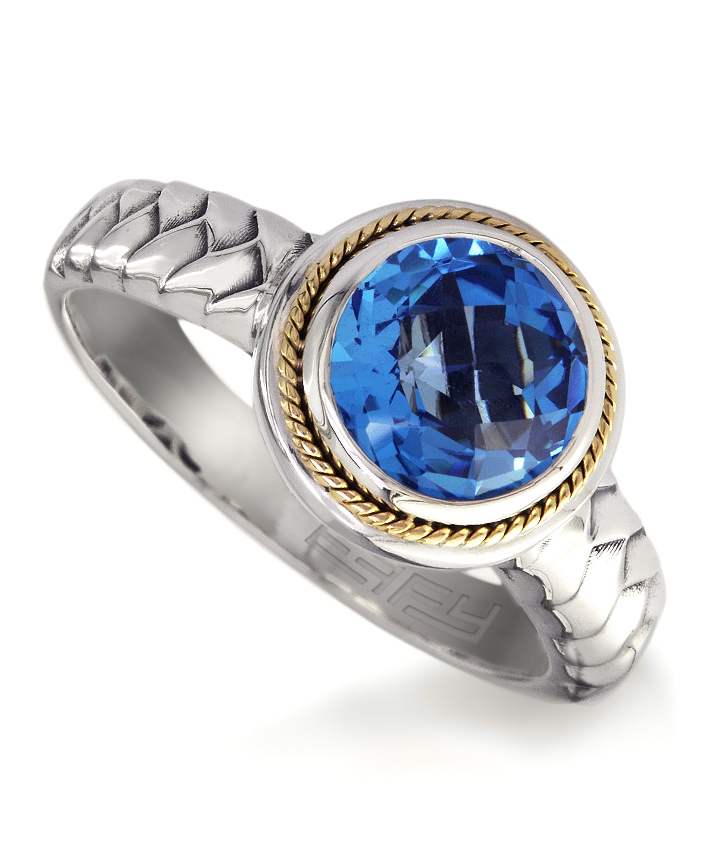 Effy 925 18K Yellow Gold/Silver Blue Topaz Ring