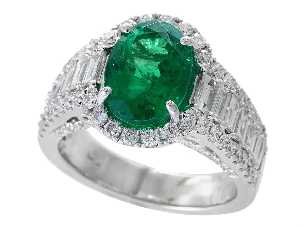 EFFY 18K WHITE GOLD NATURAL EMERALD,EMERALD RING
