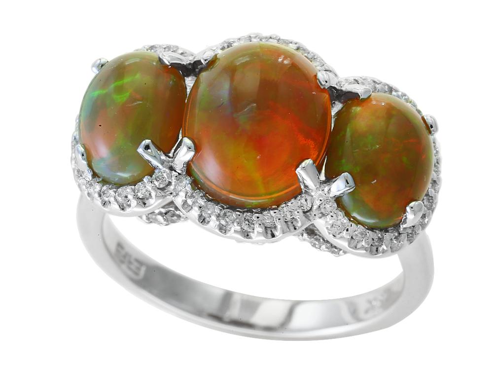 EFFY 14K WHITE GOLD DIAMOND,OPAL RING