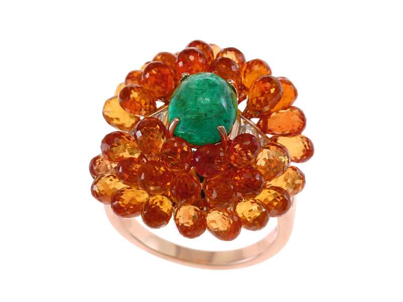 EFFY 18K ROSE GOLD NATURAL EMERALD RING