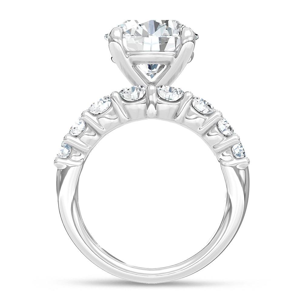 14K White Gold Lab Grown Diamond 8 3/4 Ct.Tw. Engagement Ring (Round 5ct Center)