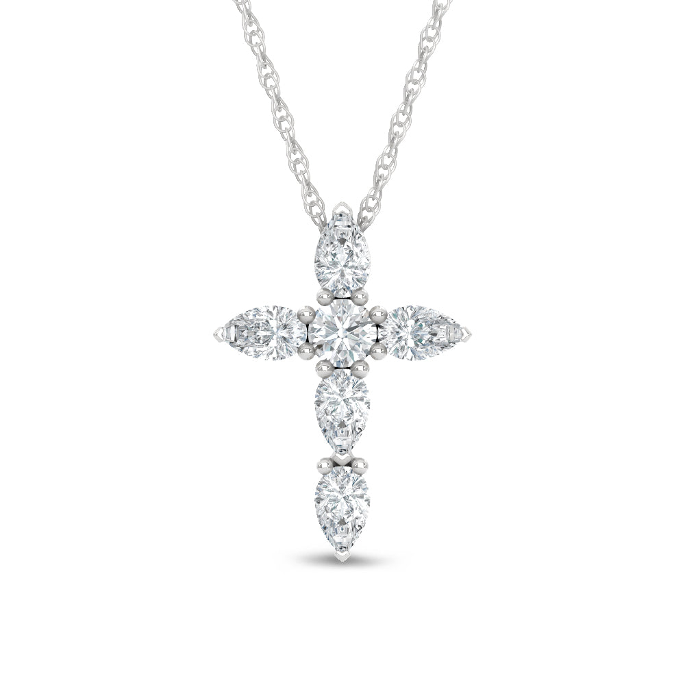 14K White Gold Lab Grown Diamond 1 Ct.Tw. Cross Pendant