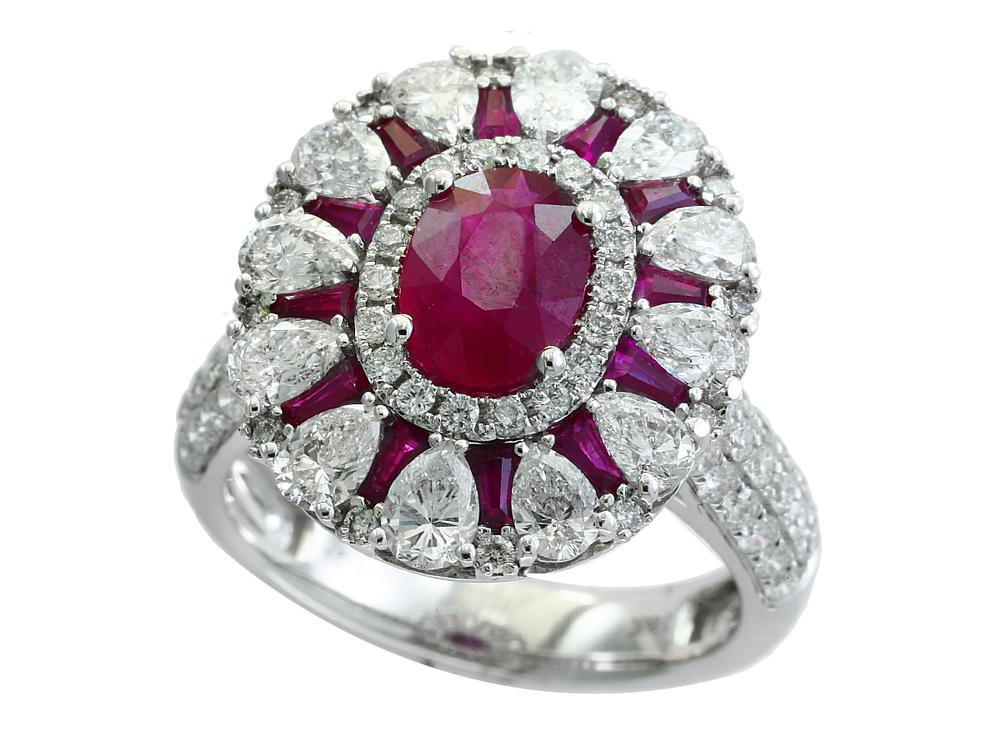 EFFY 18K WHITE GOLD RUBY RING