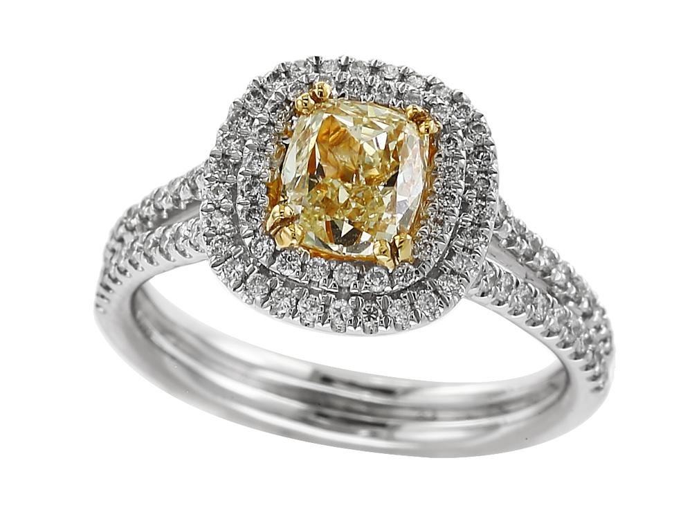 EFFY 18K TWO TONE WHITE AND YELLOW DIAMOND RING
