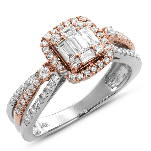 14KW+R 0.85CTW BAGUETTE DIAMOND TWO TONE BRIDAL RI