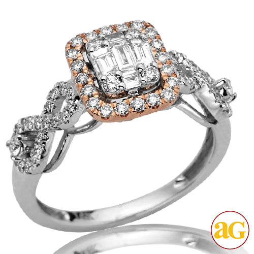 14KW+R 0.85CTW BAGUETTE DIAMOND BRIDAL RING