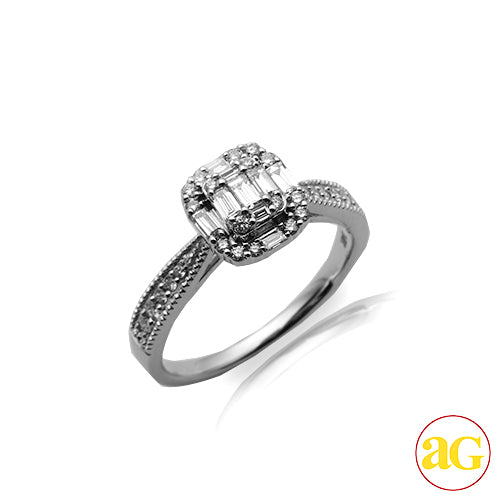 14KW 0.55CTW BAGUETTE DIAMOND BRIDAL RING WITH HAL