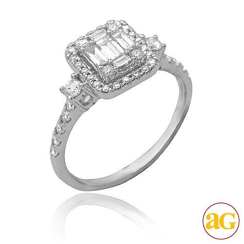 14KW 0.75CTW BAGUETTE DIAMOND BRIDAL RING - SQUARE