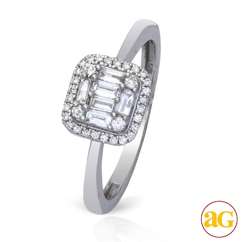 14KW 0.35CTW BAGUETTE DIAMOND BRIDAL RING WITH SQU