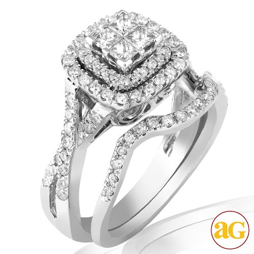 14KW 1.00CTW DIAMOND QUAD HEAD BRIDAL SET
