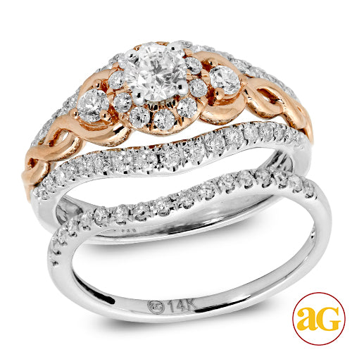 14KW+R 1.00CTW DIAMOND BRIDAL SET