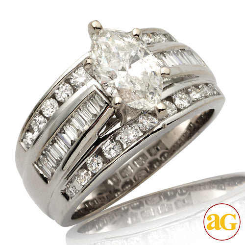14KW 2.40CTW DIAMOND BRIDAL RING [1.40CT MQ - G SI