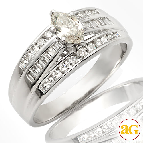 14KW 0.84CTW DIAMOND BRIDAL RING [0.37CT MQ - J SI