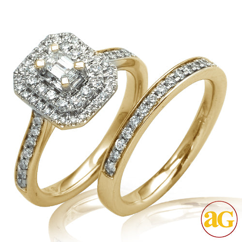 14KY 1.0 CTW EMERALD CUT BRIDAL SET