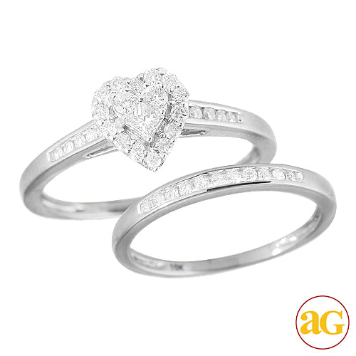 10KW 0.50CTW DIAMOND HEART SHAPED BRIDAL SET