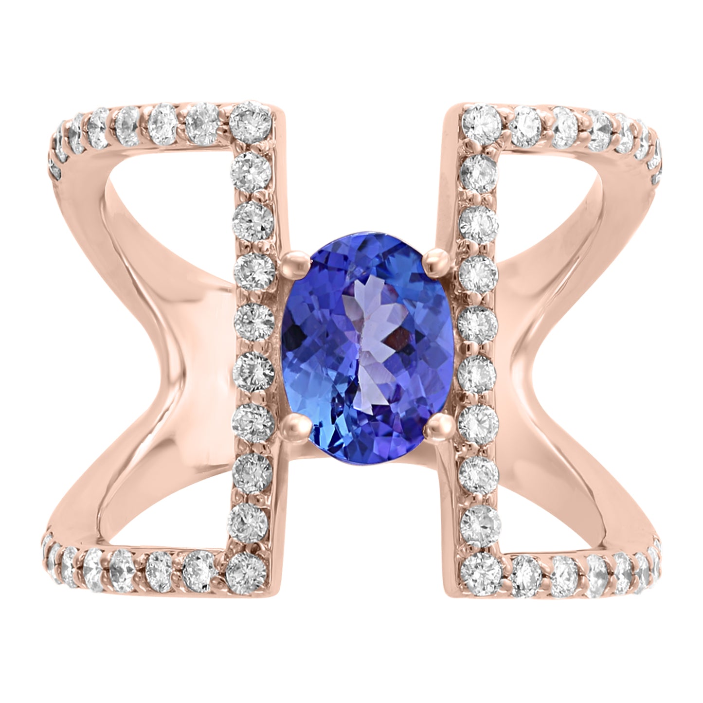 Effy 14K Rose Gold Diamond,Tanzanite Ring