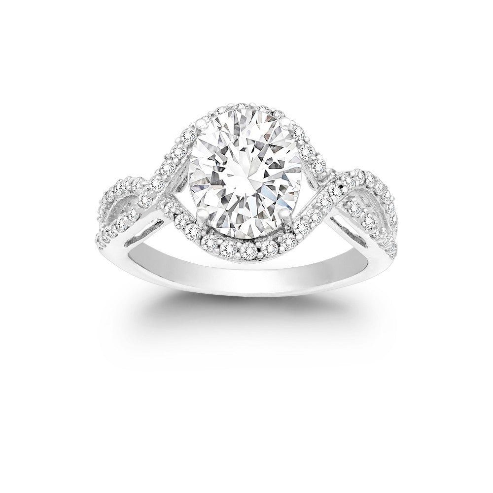 Sterling Silver Large CZ Engagement Ring