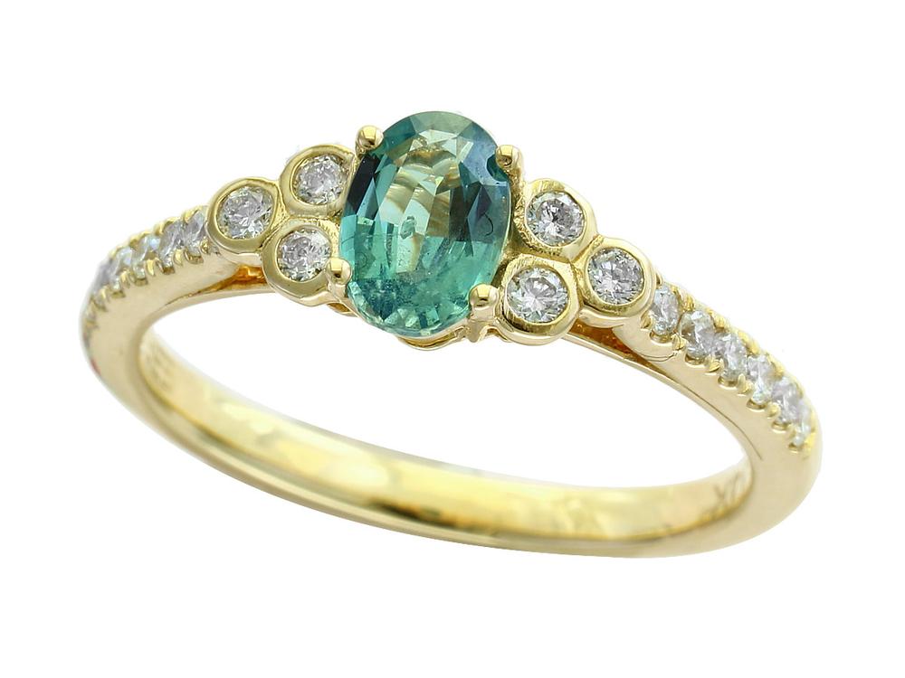 EFFY 14K YELLOW GOLD DIAMOND,ALEXANDRITE RING