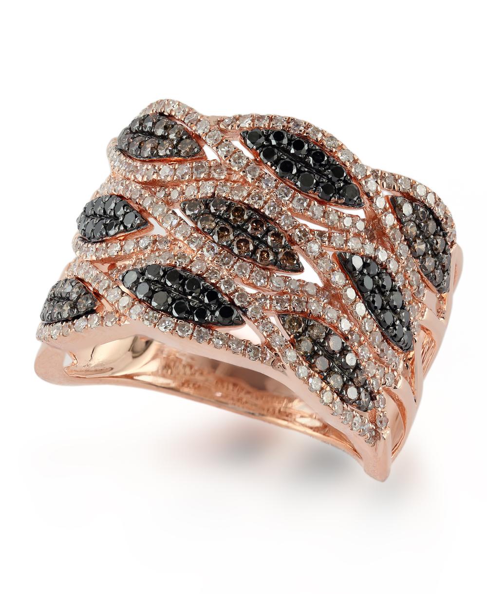 EFFY 14K ROSE GOLD DIAMOND,BLACK DIAMOND,ESPRESSO DIAMOND, RING