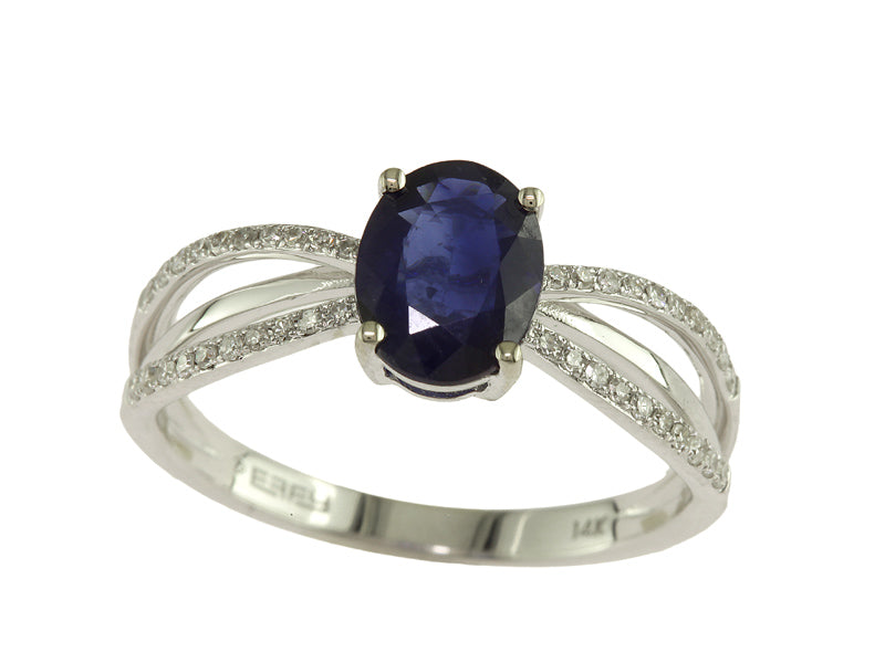 EFFY 14K WHITE GOLD DIAMOND,NATURAL SAPPHIRE RING