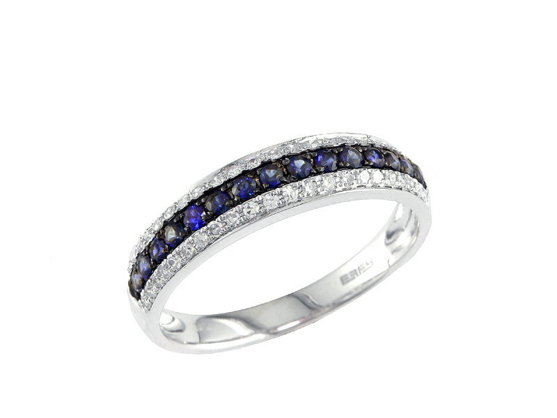 EFFY 14K WHITE GOLD DIAMOND,NATURAL SAPPHIRE RING