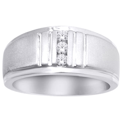 10K White Gold 1/6 Ct.Tw. Diamond Mens Band