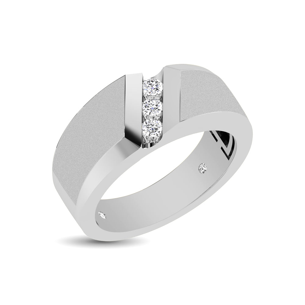 10K White Gold 1/10 Ct.Tw. Diamond Three Stone Mens Band