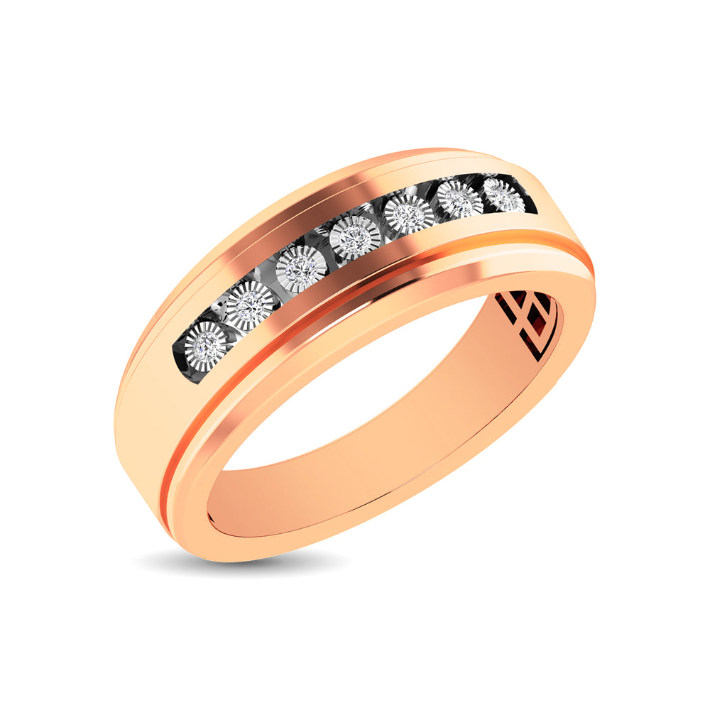 10K Rose Gold 1/10 Ct.Tw. Diamond Illusion Mens Band