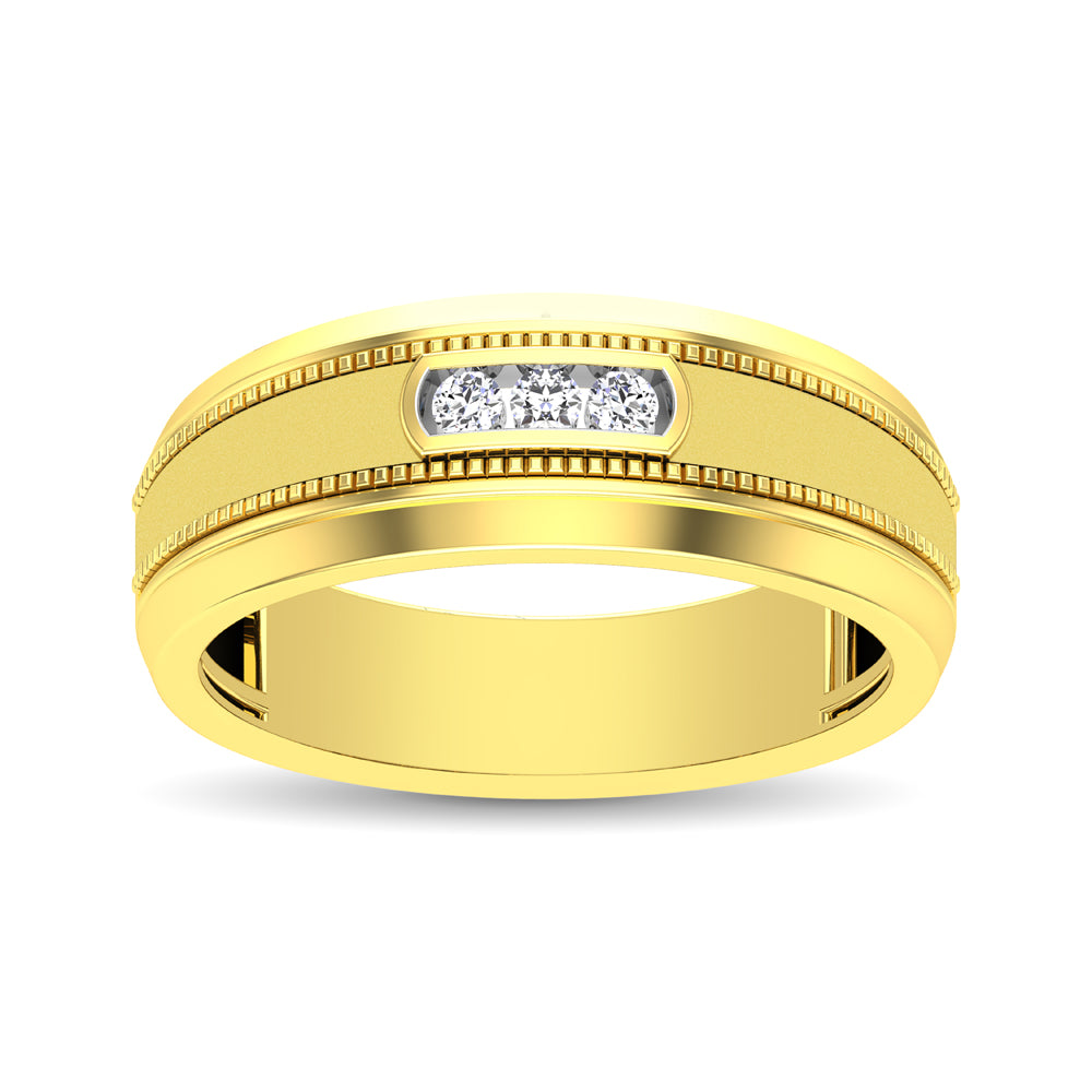 10K Yellow Gold Diamond 1/10 Ctw Mens Ring
